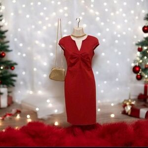 Nice Forever red dress stretchy Cap sleeve size S. Zip back casual or el…